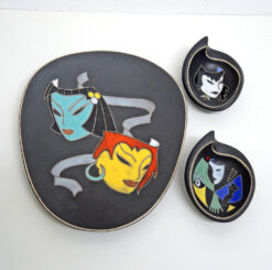 3 Klassische Ruscha Künstler-Picture-Schalen, um 1950