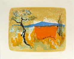 Landschaft mit blauem Berg